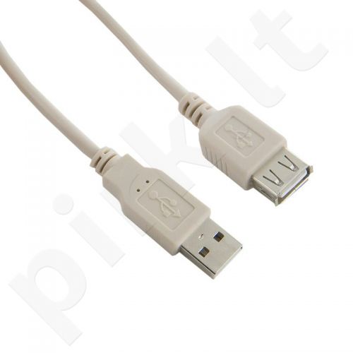 4World  Prailginantis kabelis USB 2.0 tipas A-A M/F 3m, pilkas