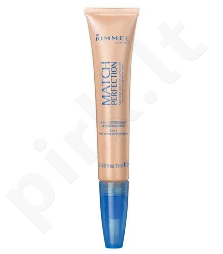 Rimmel London Match Perfection, 2in1 Concealer & Highlighter, maskuoklis moterims, 7ml, (030 Classic Beige)
