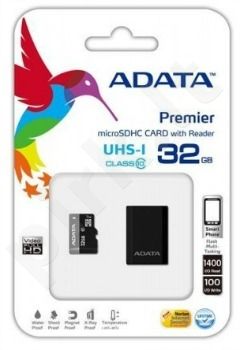 Atminties kortelė Adata microSDHC 32GB UHS1 + Mikroskaitytuvas