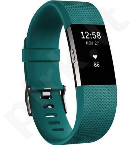 Fitbit Charge 2 Teal Silver  - Large