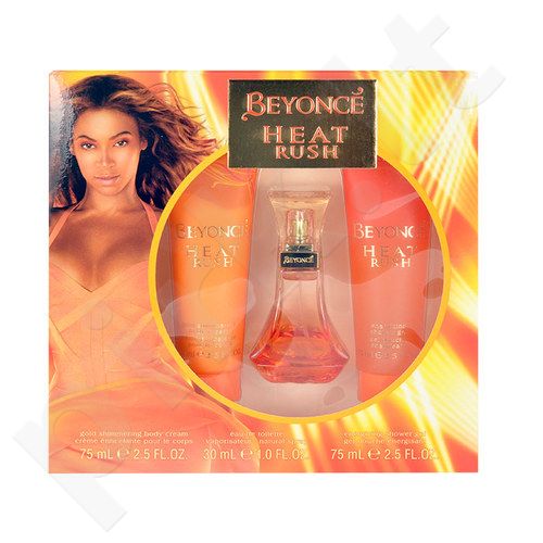 Beyonce Heat Rush, rinkinys tualetinis vanduo moterims, (EDT 30ml + 75ml kūno kremas + 75ml dušo želė)