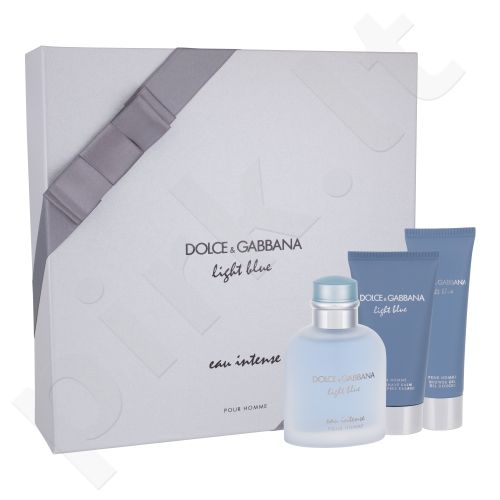 Dolce&Gabbana Light Blue Eau Intense Pour Homme, rinkinys kvapusis vanduo vyrams, (EDP 100 ml + dušo želė 50 ml + balzamas po skutimosi 75 ml)