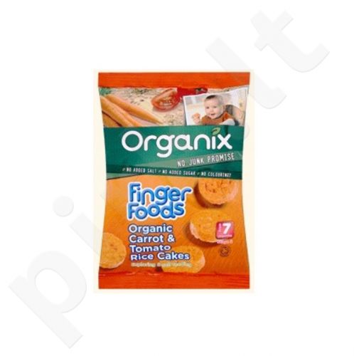 Ekologiški ryžių trapučiai su morkomis ir pomidorais kūdikiams nuo 7 mėn. ORGANIX, 50 g