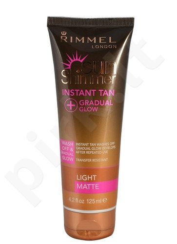 Rimmel London Sun Shimmer, Instant Tan Gradual Glow, savaiminio įdegio produktas moterims, 125ml, (Light Matte)