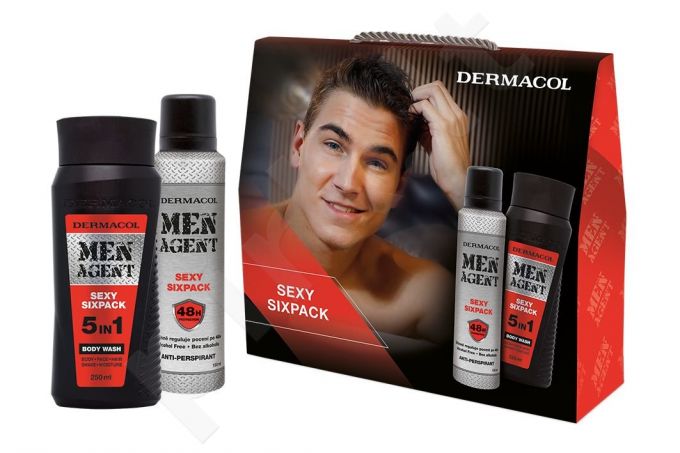 Dermacol Sexy Sixpack, Men Agent, rinkinys dušo želė vyrams, (dušo želė 5 in 1 250 ml + Antiperspirant 150 ml)