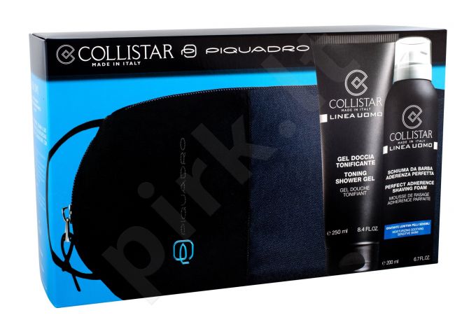Collistar Linea Uomo, rinkinys dušo želė vyrams, (dušo želė 250 ml + skutimosi putos 200 ml + kosmetika krepšys Piquadro)