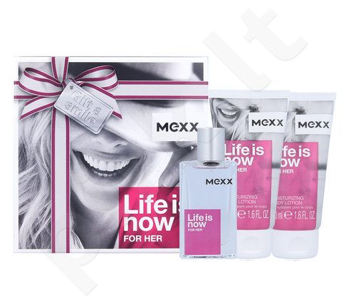 Mexx Life Is Now For Her, rinkinys tualetinis vanduo moterims, (EDT 30 ml + kūno losjonas 2x50 ml)