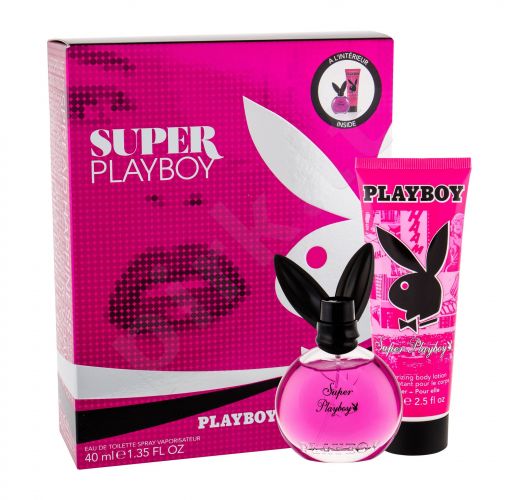 Playboy Super Playboy For Her, rinkinys tualetinis vanduo moterims, (EDT 40 ml + kūno losjonas 75 ml)