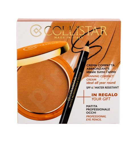 Collistar Tanning Compact Cream, rinkinys kompaktinė pudra moterims, (kremas kompaktinė pudra 9 g + akių kontūrų priemonė 0,80 g), (4 Caribbean)