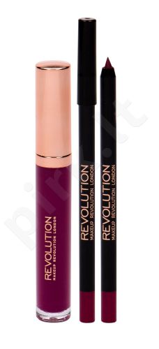 Makeup Revolution London Gloss Lip Kit, Retro Luxe, rinkinys lūpdažis moterims, (Lip Shine 5,5 ml + lūpų pieštukas 1 g), (Integrity)