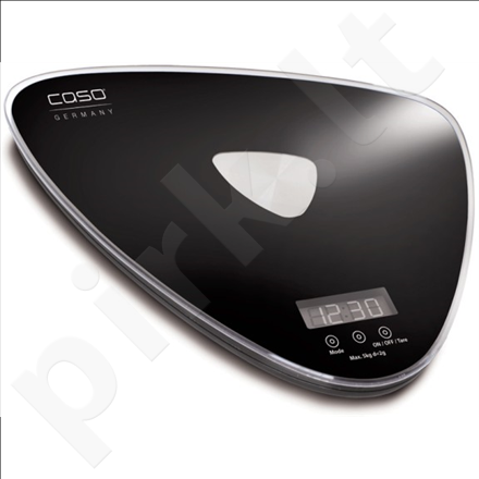 Caso Q5 Kitchen Scales, up to 5kg, Digital clock, Large digital display, Black