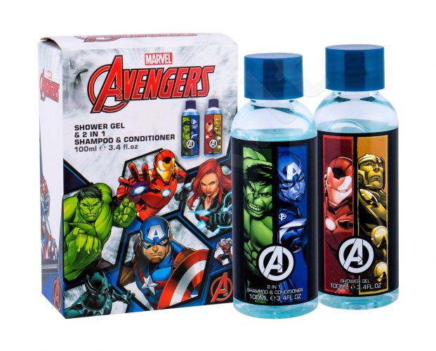 Marvel Avengers, rinkinys dušo želė vaikams, (dušo želė 100 ml + šampūnas 100 ml)