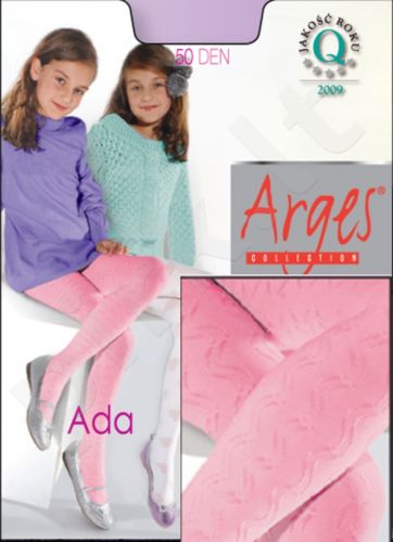 Raštuotos pėdkelnės mergaitėms ADA 50 denų storio iš mikrofibros (rožinė)
