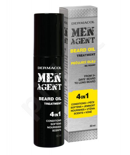 Dermacol Men Agent, Beard Oil 4in1, barzdos aliejus vyrams, 50ml