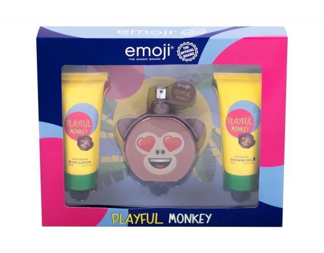 Emoji Playful Monkey, rinkinys kvapusis vanduo vaikams, (EDP 50 ml + dušo želė 60 ml + kūno losjonas 60 ml)