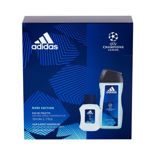Adidas Dare Edition, UEFA Champions League, rinkinys tualetinis vanduo vyrams, (EDT 50 ml + dušo želė 250 m)