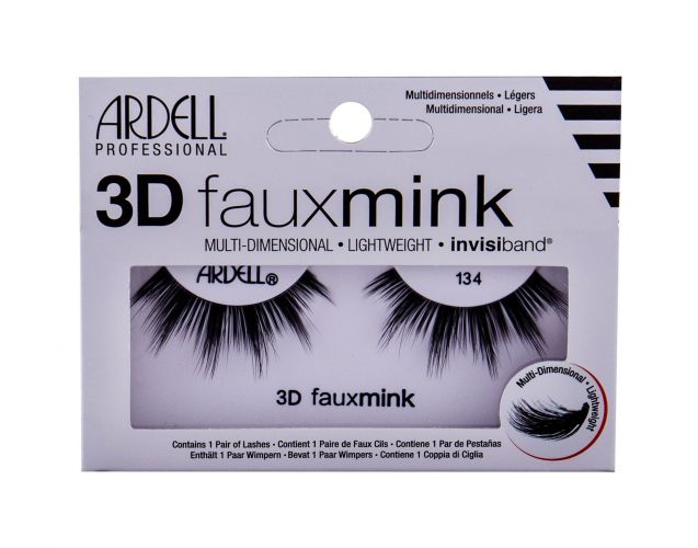 Ardell 3D Faux Mink, 134, dirbtinės blakstienos moterims, 1pc, (Black)