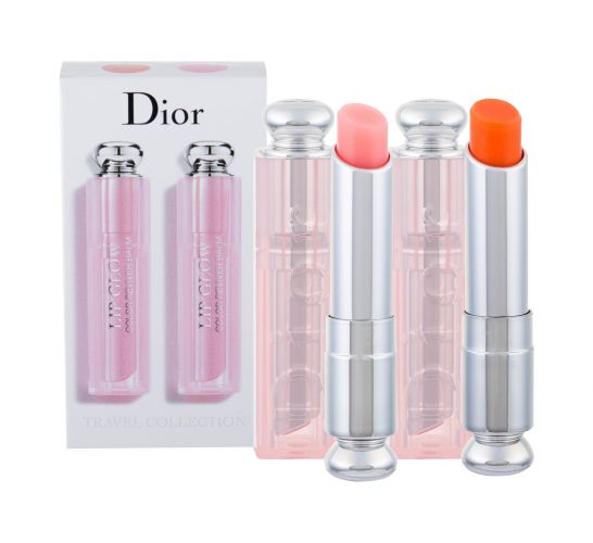 Christian Dior Lip Glow, Addict, rinkinys lūpų balzamas moterims, (lūpų balzamas 3,5 g + Lip Glow Reviver Balm 3,5 g 004 Coral), (001 Pink)