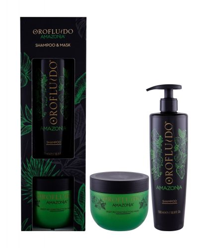 Orofluido Amazonia, rinkinys šampūnas moterims, (šampūnas 500 ml + plaukų kaukė 500 ml)