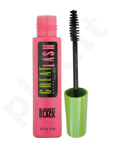 Maybelline Great Lash Blackest Black, blakstienų tušas moterims, 12,5ml, (Black)