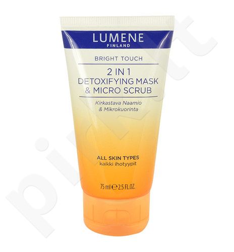 Lumene Bright Touch, 2in1 Detoxifying Mask & Micro Scrub, veido kaukė moterims, 75ml