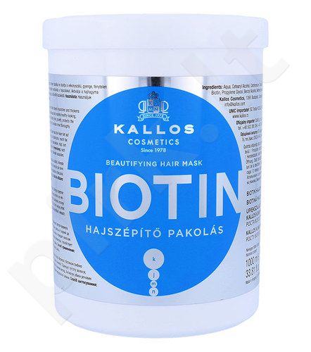 Kallos Cosmetics Biotin, plaukų kaukė moterims, 1000ml