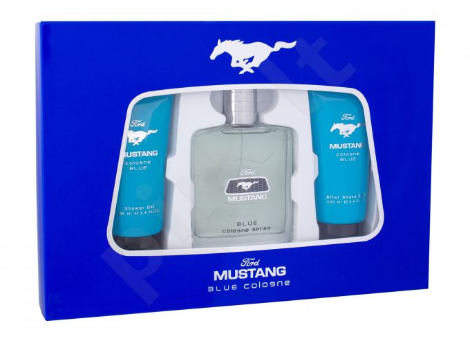 Ford Mustang Mustang Blue, rinkinys tualetinis vanduo vyrams, (EDT 100 ml + dušo želė 100 ml + balzamas po skutimosi 100 ml)