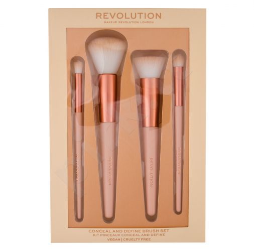 Makeup Revolution London Conceal & Define, rinkinys šepetėlis moterims, (Conceal and Define Brush Set 4 pieces)