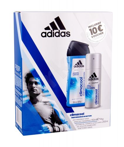 Adidas 48H, Climacool, rinkinys antiperspirantas vyrams, (Antiperspirant 150 ml + dušo želė 250 ml)
