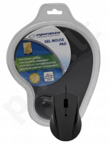 ESPERANZA Wired Mouse Optical EM125K USB + GEL MOUSE PAD | 1200 DPI | BLISTER