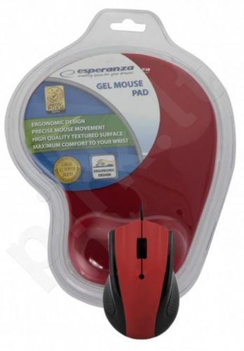 ESPERANZA Wired Mouse Optical EM125R USB + GEL MOUSE PAD | 1200 DPI | BLISTER