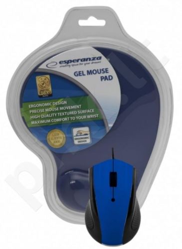 ESPERANZA Wired Mouse Optical EM125B USB + GEL MOUSE PAD | 1200 DPI | BLISTER