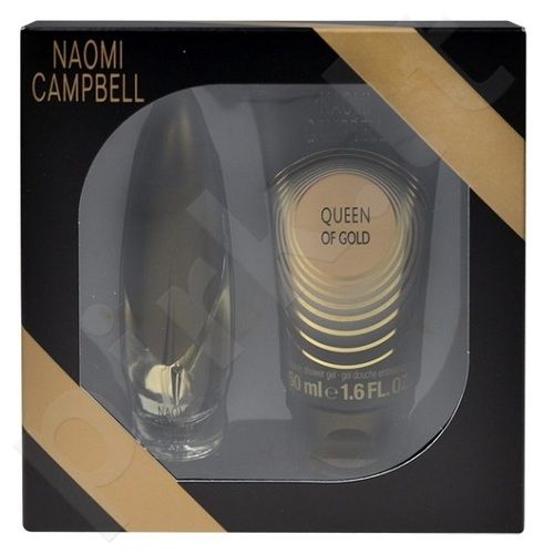 Naomi Campbell Queen Of Gold, rinkinys tualetinis vanduo moterims, (EDT 15ml + 50ml dušo želė)