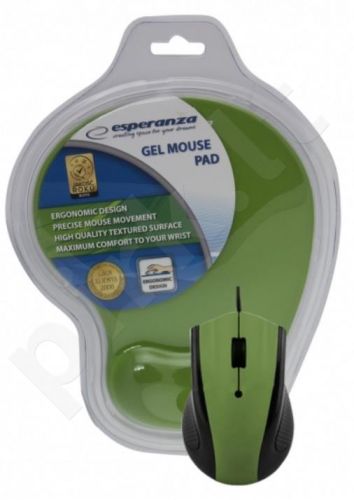 ESPERANZA Wired Mouse Optical EM125G USB + GEL MOUSE PAD | 1200 DPI | BLISTER