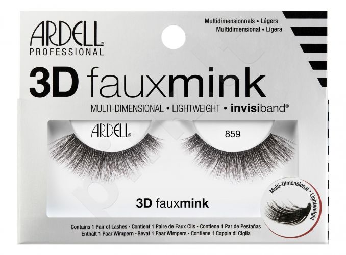 Ardell 3D Faux Mink, 859, dirbtinės blakstienos moterims, 1pc, (Black)