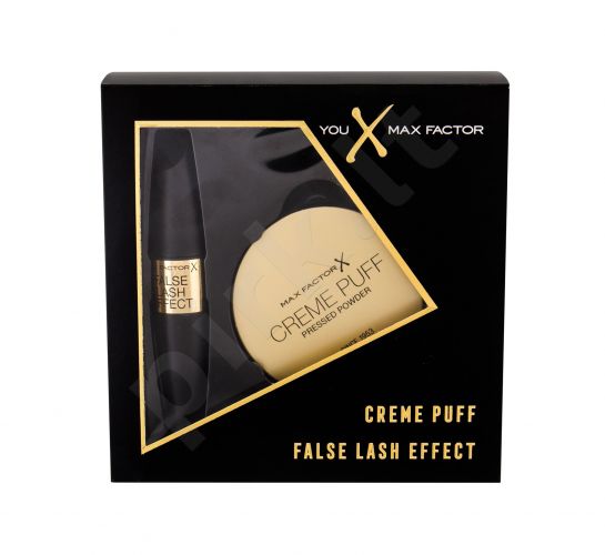 Max Factor Creme Puff, rinkinys kompaktinė pudra moterims, (kompaktinė pudra 21 g + blakstienų tušas False Lash Effect Black 13,1 ml), (05 Translucent)