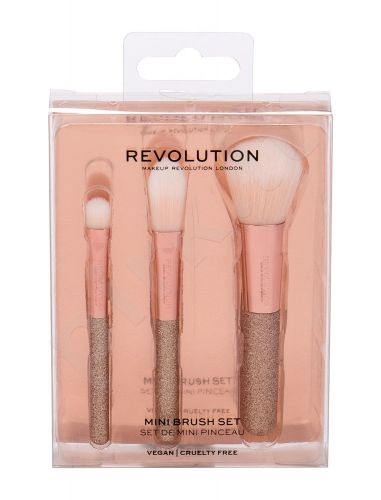 Makeup Revolution London Mini Brush Set, Brushes, rinkinys šepetėlis moterims, (Mini Brush set - 3 pcs)