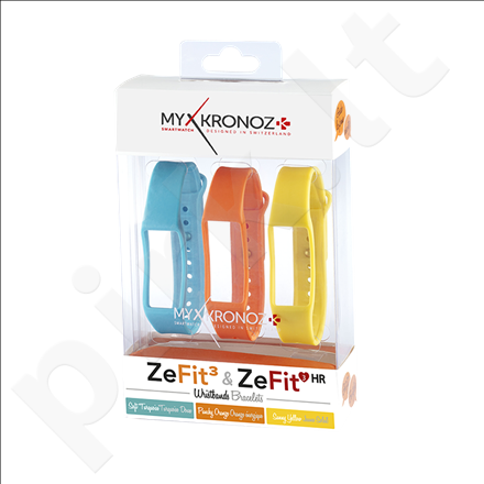 MyKronoz Wristbands Bracelets  - 3 Colors Pack  KRZF3PACK3-COLORAMA Blue, Orange, Yellow