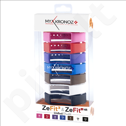 MyKronoz Wristbands Bracelets - 7 Colors Pack  KRZF3PACK7-CLASSIC Black, Blue, Pink, Red, Violet, Brown, White