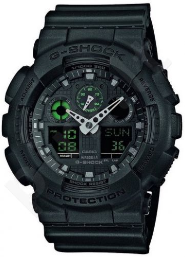 Laikrodis CASIO G-SHOCK GA-100MB-1ADR MISSION BLACK Shock & Magnetic resistant Auto led World time 29 zon 4 daily s Snooze Hourly Time Signal Countdown Timer Full auto-calendar WR 200mt **ORI
