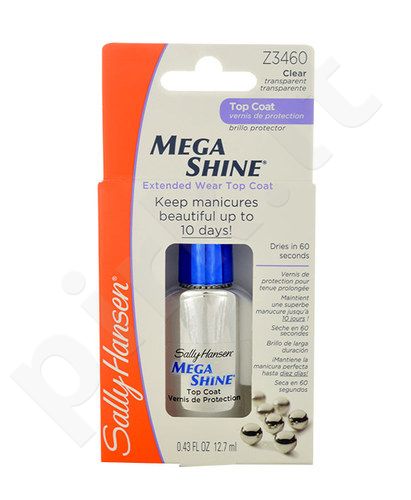 Sally Hansen Mega Shine, Top Coat, nagų priežiūra moterims, 13,3ml