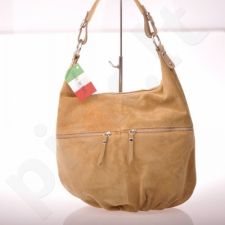 MADE IN ITALY Cucito 005 smėlio spalvos itališka rankinė iš natūralios odos