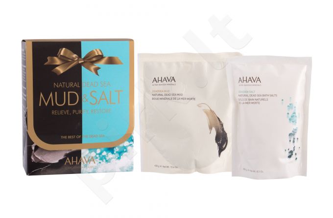AHAVA Deadsea Mud, Mud, rinkinys sveikatos priežiūrai moterims, (Natural Dead Sea Mud 400 g + Natural Dead Sea vonios druska 250 g)