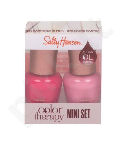 Sally Hansen Color Therapy, rinkinys nagų lakas moterims, (nagų lakas 5 ml + nagų lakas 270 Mauve Mantra 5 ml), (290 Pampered in Pink)