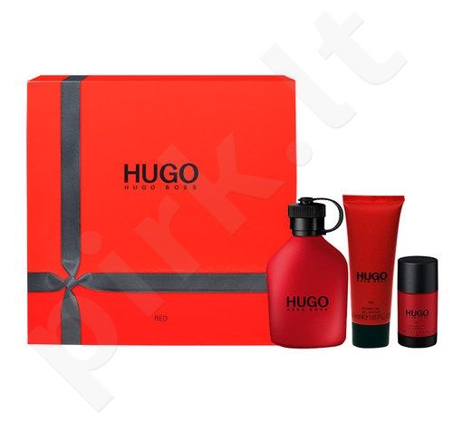 Hugo Boss Hugo Red rinkinys vyrams, (EDT 150ml + 75ml pieštukinis dezodorantas + 50ml dušo želė)