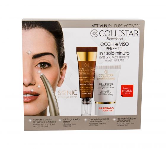 Collistar Eye Contour Hyaluronic Acid + Peptides, Pure Actives, rinkinys paakių želė moterims, (paakių serumas 15 ml + Facial kremas 15 ml + Skin Care Device)