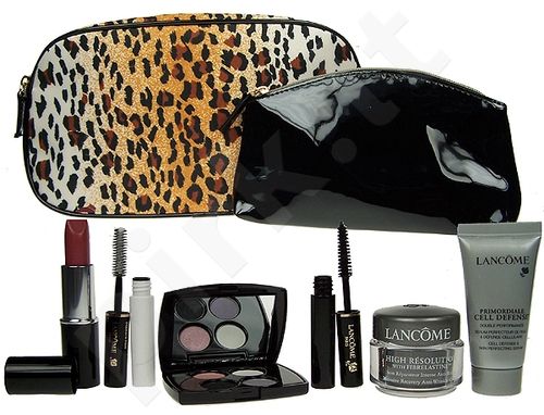 Lancome Gift Collection rinkinys moterims, (15ml High Resolution + 10ml Primordiale Cell Defense + 2g Base under blakstienų tušas + 2.5g blakstienų tušas Lancome Black + lūpdažis Wint.Rose + Cool shadows + 2x krepšys)