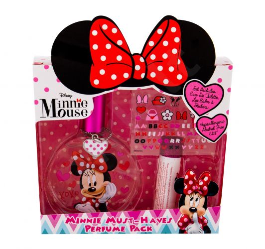 Disney Minnie Mouse, rinkinys tualetinis vanduo vaikams, (EDT 50 ml + lūpų balzamas 3,5 g + stickers)