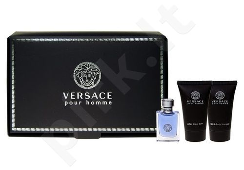 Versace Pour Homme, rinkinys tualetinis vanduo vyrams, (EDT 5ml + 25ml dušo želė + 25ml losjonas po skutimosi)