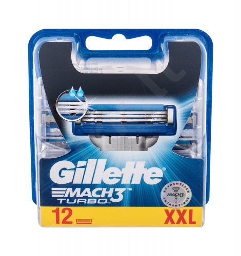 Gillette Mach3 Turbo, skutimosi peiliukų galvutės vyrams, 12pc